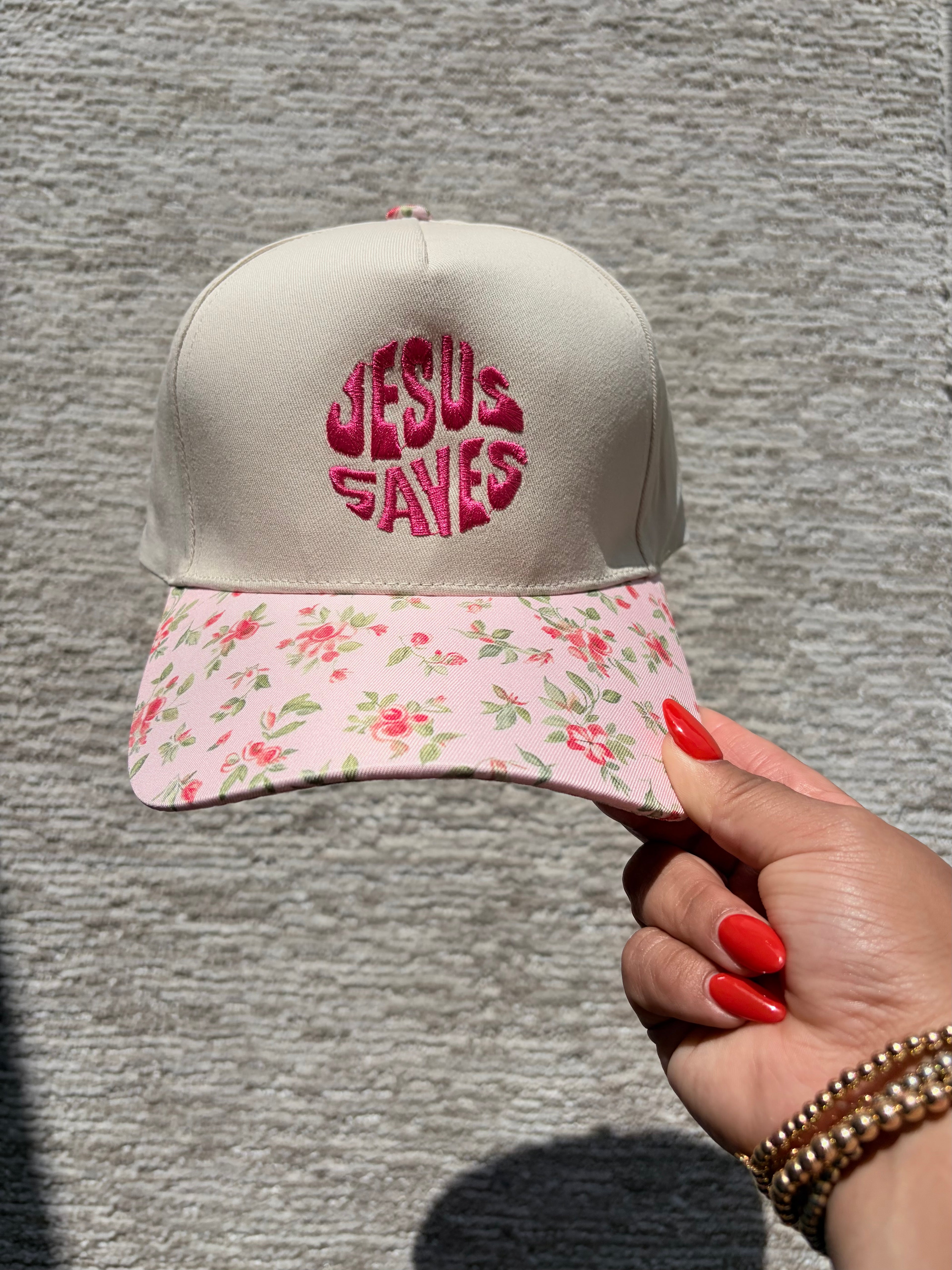 Jesus Saves Floral Hat